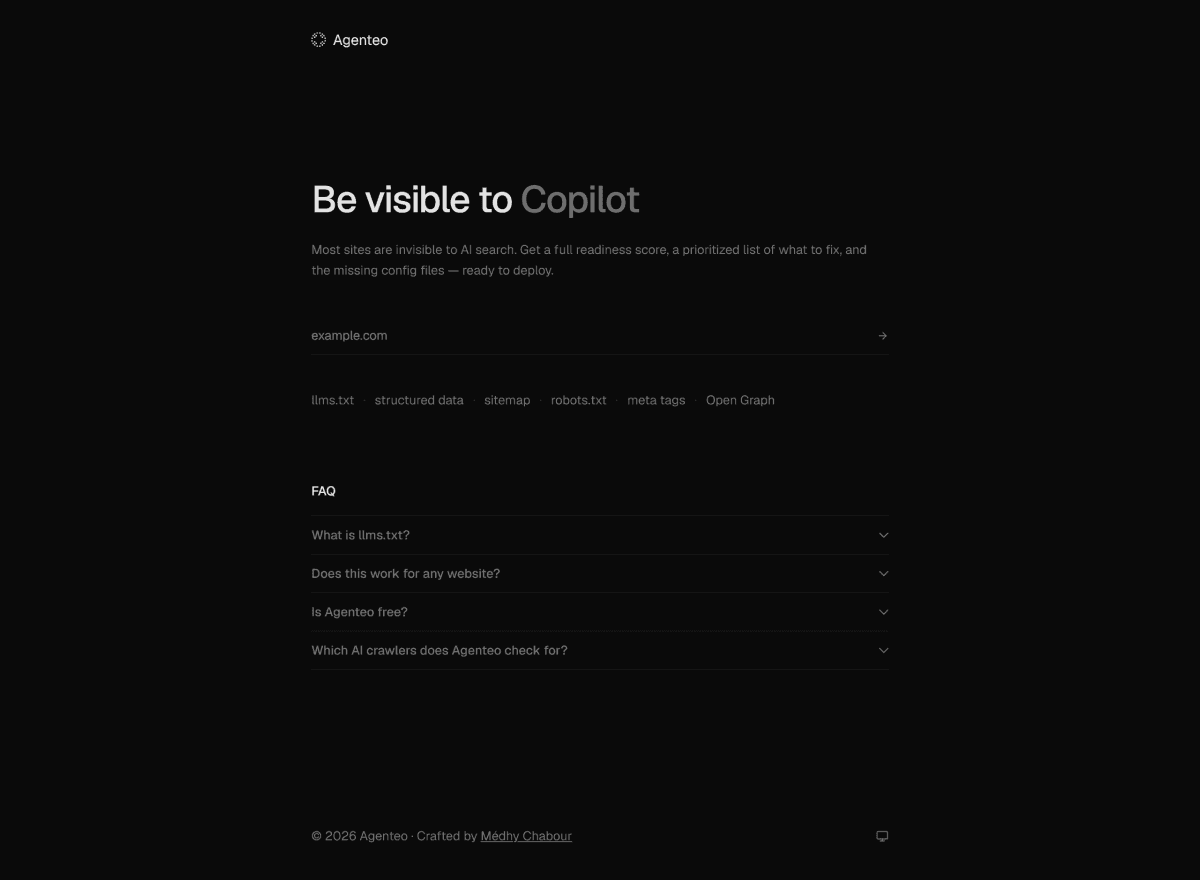 URL input and AI visibility score
