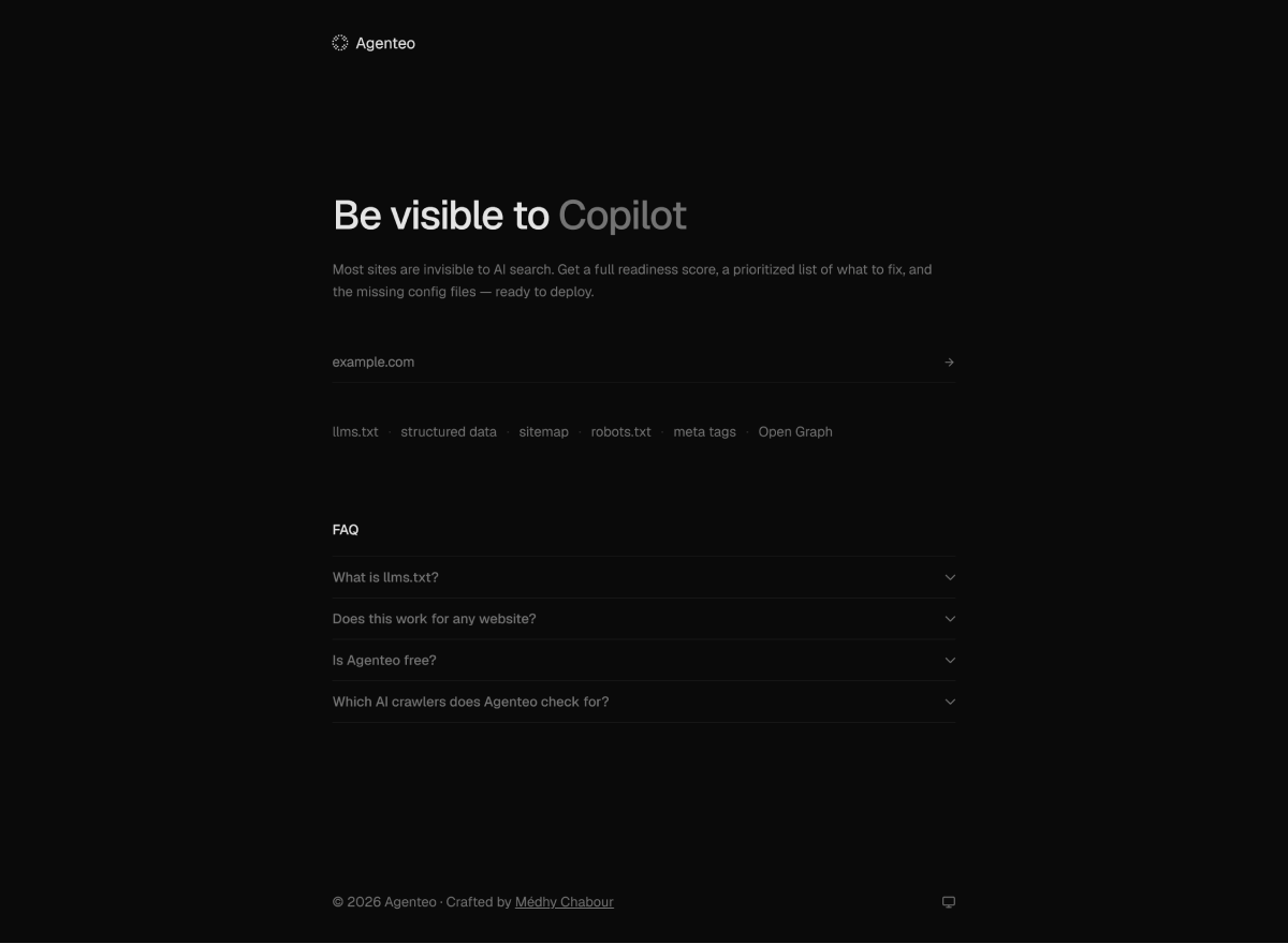 URL input and AI visibility score